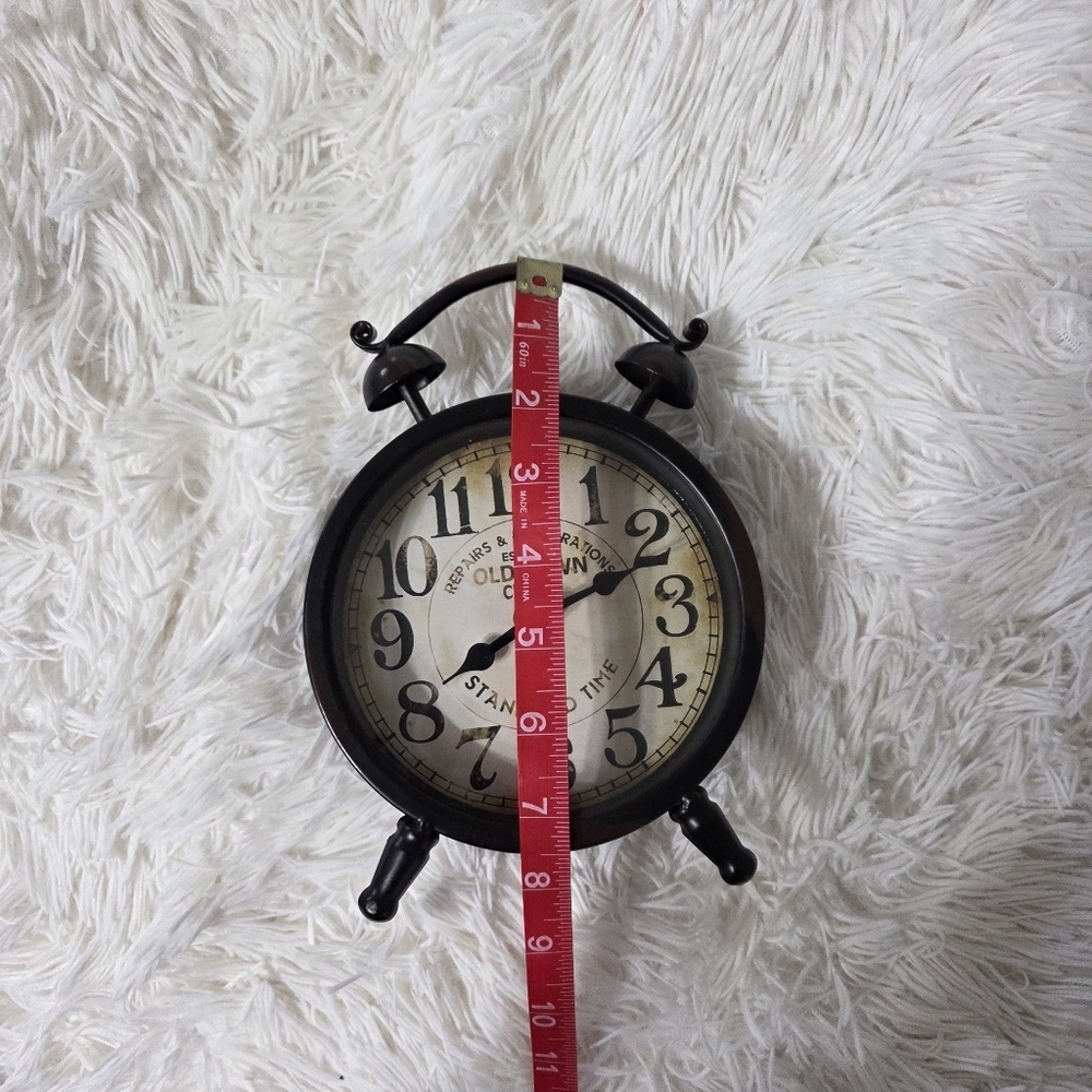 Antique Style Black & Brown Metal Clock Home Decor Office Vintage Inspo - Picture 5 of 6